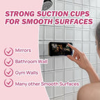 JOYTUTUS Shower Phone Holder, Reusable Suction Cup Phone Mount for Shower, Mirror, Kitchen, Window & Bathroom, Shower Phone Mount Compatible with iPhone 16, 15, 14, 13, 12 & All Phones,Pink,1 Pack