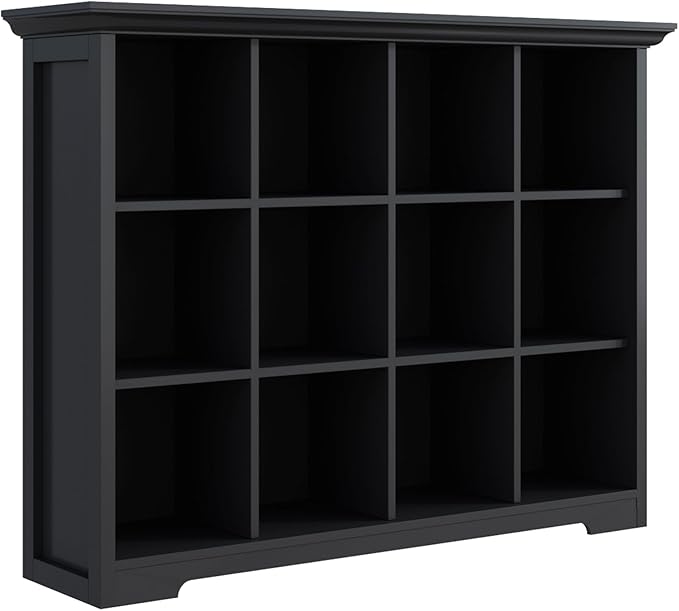OSCHF Cube Storage Bookcase with Base - Wooden 3 Tiers Floor Standing Open Shelf Cabinet for Home and Office, 12-Cube Lattice
