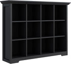 OSCHF Cube Storage Bookcase with Base - Wooden 3 Tiers Floor Standing Open Shelf Cabinet for Home and Office, 12-Cube Lattice