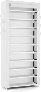 VTRIN Vertical Narrow Shoe Rack Organizer Tall Shoe Rack for Closet Entryway 10 Tier Non-Woven Cover Shoe Shelf Holds 36-41 P