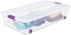 Sterilite 60 Qt ClearView Latch Wheeled Underbed Storage Box, Stackable Bin with Lid, Plastic Container to Organize Underbed,