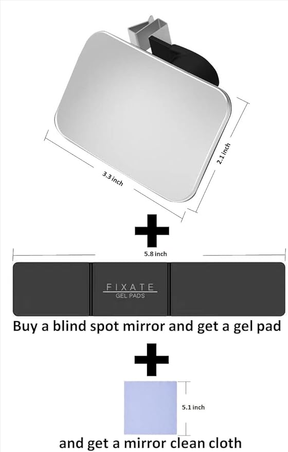 Blind Spot Mirror,Car Built-in Installation Glass Material 360 Degree Rotation Frameless 3.3 * 2.1Inch Convex Mirror Mechanical Installation Firm and Durable Installation Simple Gift box Packaging