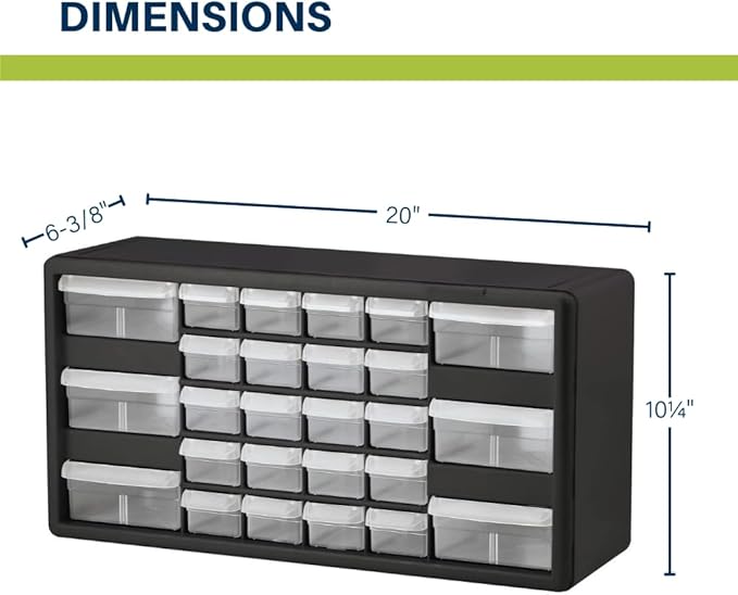 Akro-Mils 26-Drawer Plastic Drawer Storage Cabinet for Garage Organization, Bead Organizer, Building Bricks Storage, Teacher 