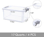 Citylife 17 QT Plastic Storage Bins with Latching Lids Stackable Storage Containers for Organizing Large Clear Storage Box fo