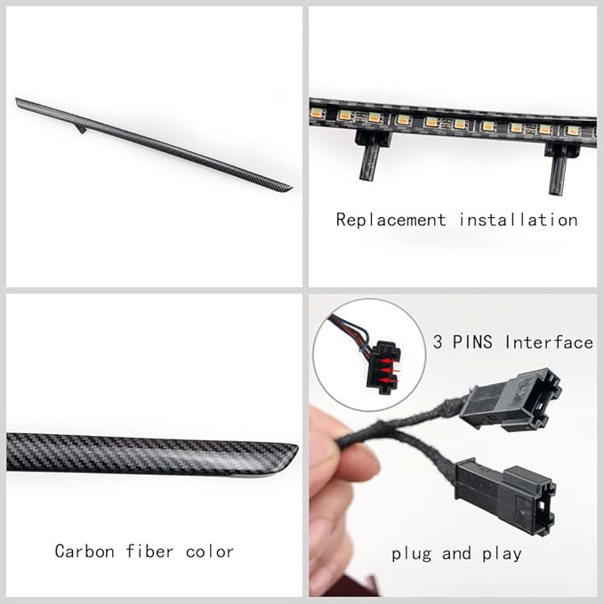 Car Interior Door LED Lighting Ambient Light Trim Strip Accessories for BMW 3 Series F30 F31 320i 328i 330i 335i 340i Door Two-Color Atmosphere Lamp Replacement Cover (Carbon Fiber Color)
