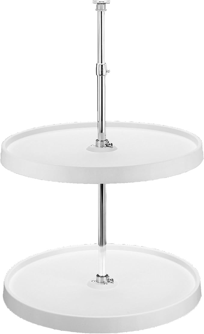 Rev-A-Shelf 18 Inch Dual Full-Circle Lazy Susan Organizer for Upper Corner Kitchen Cabinets, Plastic Home Storage 2 Tier Shel