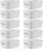 Zopeal Plastic Storage Bins 10 Pcs Gray Pantry Organizer Bins Small Baskets Storage Containers for Home Kitchen (8 x 5.7 x 3 