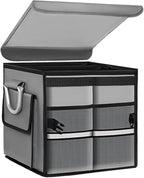 Trunk Organizer With Lid, Collapsible Waterproof Oxford Car Organizer with Aluminum Handle Base Plate, 2-Compartment 28L