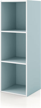 Homes: Inside + Out Apexa 3-Cube Storage Organizer Shelves, Stackable Wood Bookcase Fits Cubby Bins for Organization, Dorm Te