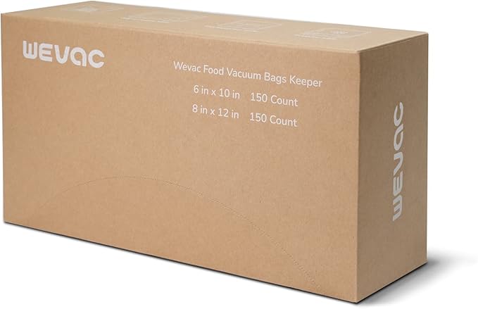 Wevac 6''x10'' & 8''x12'' 300 Count Food Vacuum Sealer Bags Keeper, PreCut Quart, Ideal for Food Saver, BPA Free, Commercial 