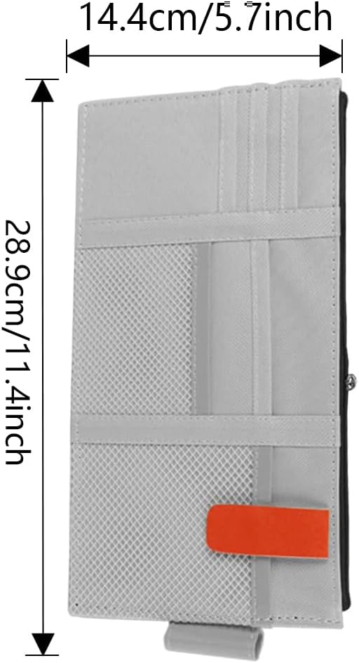 Unifizz Car Sun Visor Organizer, Auto Travel Registration and Document Holder, Vehicle Visor Multi-Pocket Storage Pouch with Net Zipper, Automotive Interior Accessories for Car, Truck, SUV (Gray)