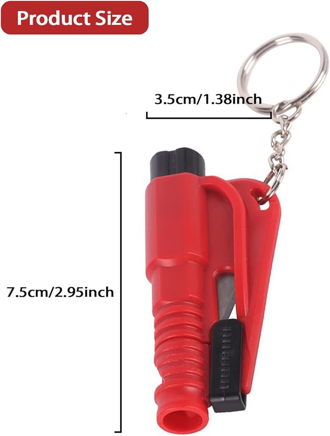 8 Pcs Car Window Breaker Tool Keychain,3 in 1 Glass Breaker and Seatbelt Cutter & Survival Whistle, Emergency Keychain Car Es