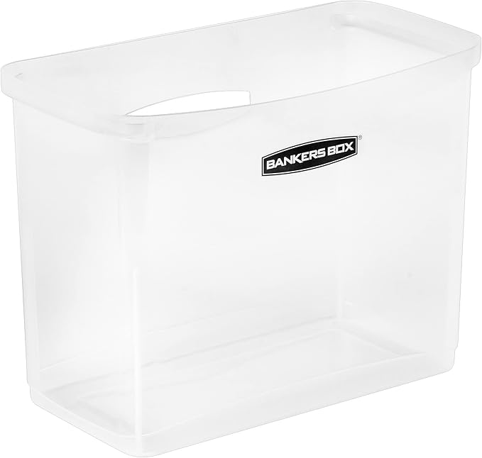 Bankers Box 1 Pack Portable Open Desktop Plastic File Storage Box with Hanging Rails, Side Handle, Organizer Bin, Letter