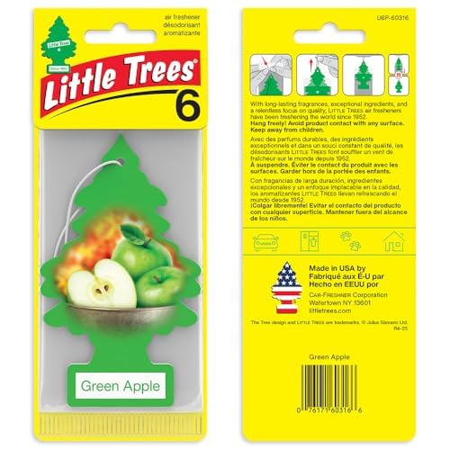 LITTLE TREES Car Air Freshener | Hanging Tree Provides Long Lasting Scent for Auto and Home | Green Apple, 24 Air Fresheners