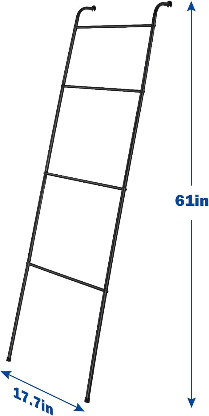 2 Pack Blanket Ladder Decorative Towel Rack Holder for Bathroom, Wall Leaning Metal Drying Quilt Stand for Living Room Bedroo