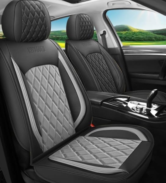 LINGVIDO Car Seat Covers for Front Seats (2 Seats) - Premium Perforated Nappa Leather,Waterproof Shield, Omni-Adapt Fit for S