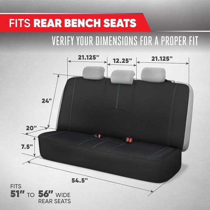 Motor Trend Perfect Symmetry Gray Car Seat Covers, Full Set – Waterproof Neoprene Foam Lining, Durable Front and Back Rear Be