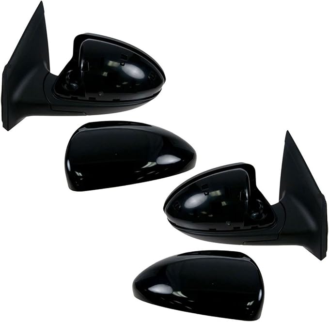 TRQ 2 Piece Driver and Passenger Side Mirror Assembly Set Electric Adjustment Heated No Memory Black Compatible with 2011-201