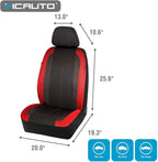 PIC AUTO Low Back Car Seat Covers - Sports Carbon Fiber Mesh Design, Two Front Set, Airbag Compatible, Universal Fit for Most