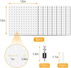 8Pcs Pegboard, Peg Board, Metal Pegboard Wall Organizer Panels Accessories, Mount Display Pegboard Kits for Walls Garage Craf