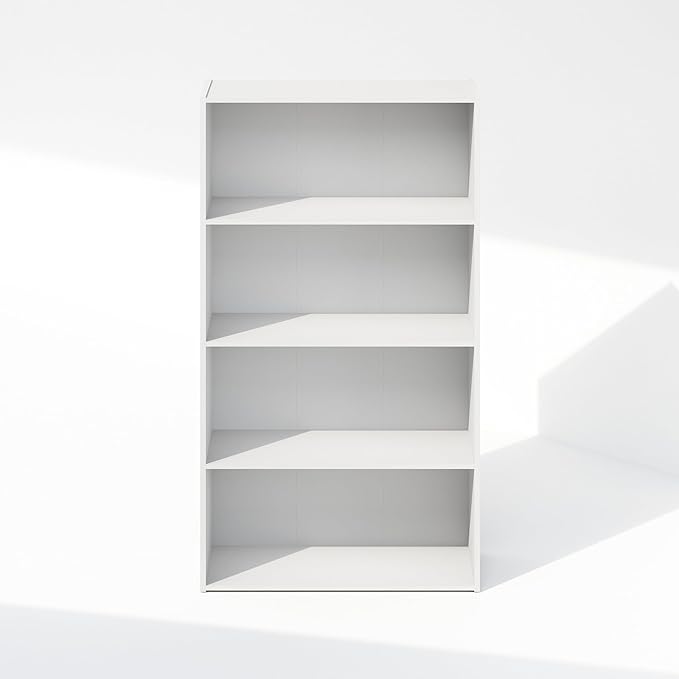 Furinno Reed Closet Organizers and Storage, 4-Tier Closet Organizer, Open Shelf Closet Storage, for Wardrobe, Bedroom, Living
