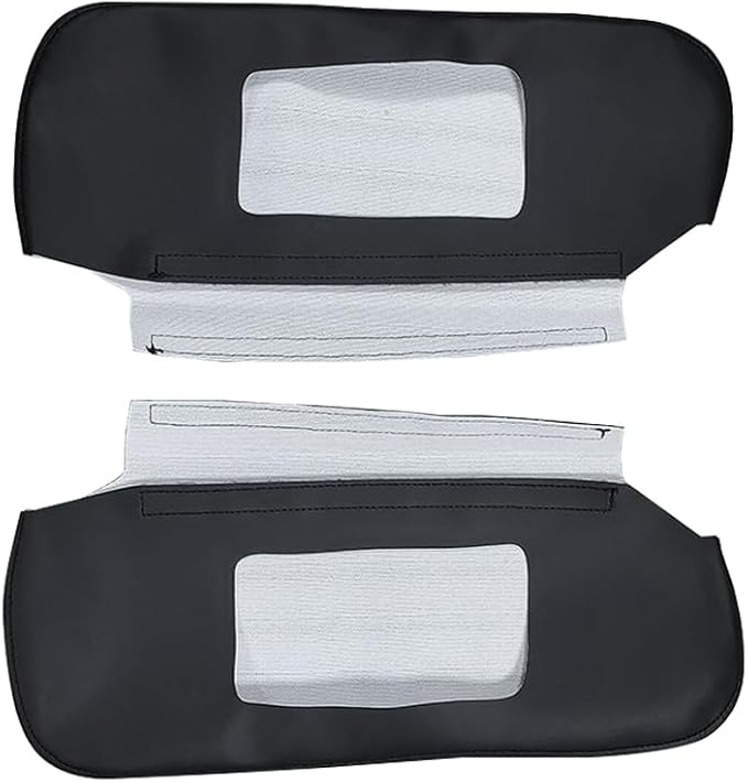 Car Sun Visor Cover Pair Fit for Chevy Camaro 1993-2002, for Pontiac Firebird 1993-2002, Microfiber Leather, Black-Black Stitch