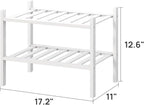 viewcare White Small Shoe Rack for Entryway,2-Tier Bamboo Shoe Organizer for Hallway Closet, Free Standing Shoe Racks for Ind