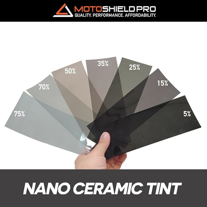 MotoShield Pro 25% VLT Nano Ceramic Window Tint for Car 20” in x 25’ ft 2PLY Roll High Heat Rejection & Glare Reduction Auto Tint Privacy Film, Rejects up to 99% IRR, 99% UV Blocking, Easy DIY Shrink