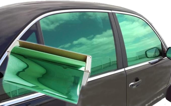 Reflective Car Window Tint Film - One Way Window Mirror Glass Shield Automotive Tinting Sun Blocking Anti UV Heat Control for Car SUV Truck Tractor Boat House (Green, 17.5" x 10')