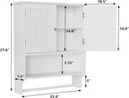Smuxee White Bathroom Cabinet Wall Mounted with Towels Bar, Bathroom Medicine Cabinet with 2 Door Adjustable Shelves, Over To