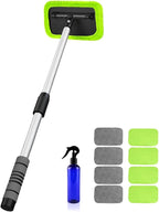XINDELL Windshield Cleaning Tool for Car – 27inch Extendable Handle Window Cleaner with Reusable Microfiber Pads, Streak-Free