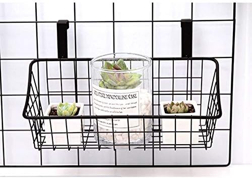 LeleCAT Basket with hook Grid Storage Basket, Hang it behind a door or on a railing, Over the Cabinet Door, Small, BLack,1 Pa
