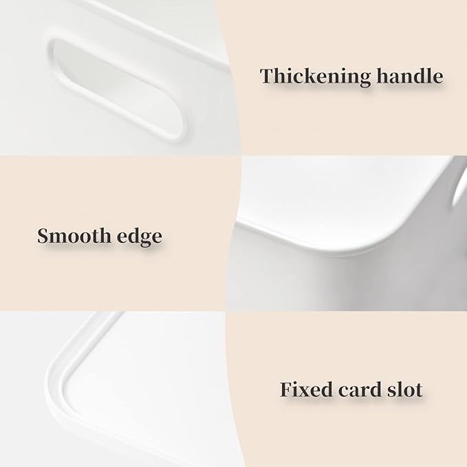 Yishyfier Plastic Storage Baskets Bins Boxes With Lids,Organizing Container White Storage Organizer Bins For Shelves Drawers 