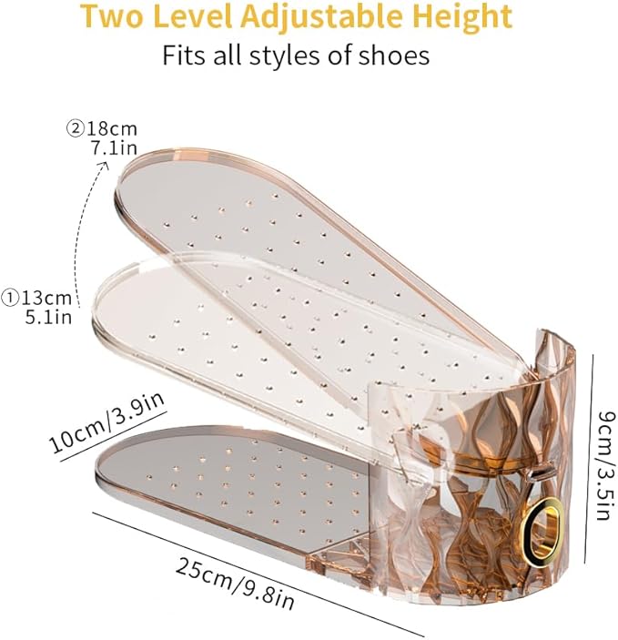 Shoe Slots Organizer, Adjustable 15 Pack Shoe Stacker for Closet Storage, Clear Double Layer Space Saver, Durable and Stackab