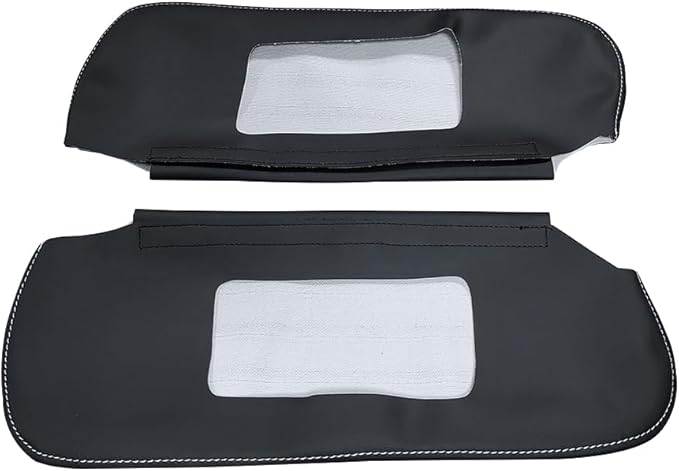 Car Sun Visor Cover Pair Fit for Chevy Camaro 1993-2002, for Pontiac Firebird 1993-2002, Microfiber Leather, Black-Gray Stitch