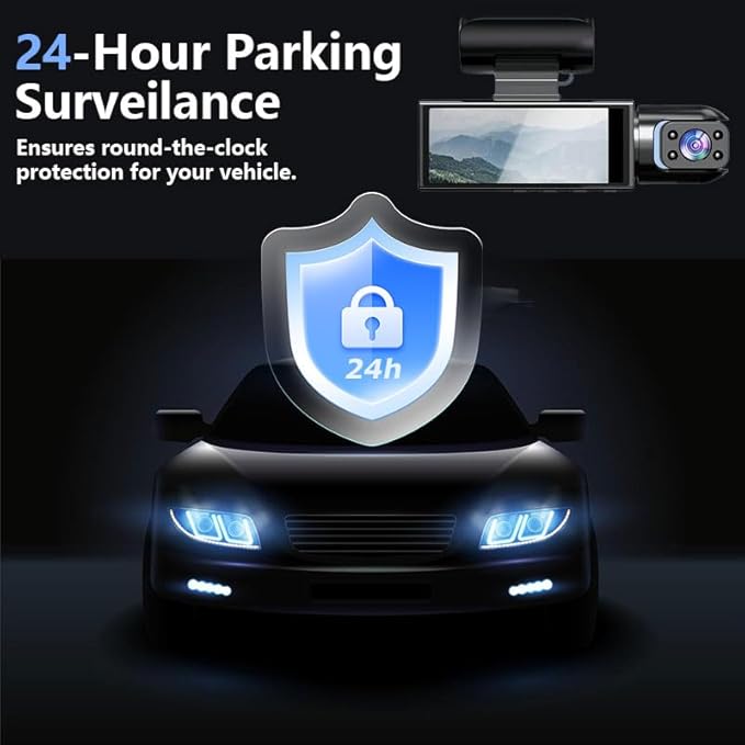 128GB Dash Cam Front and Rear for Cars with Night Vision, 1080P Dual Lens Dash Camera Inside and Outside, 24H Parking Monitor