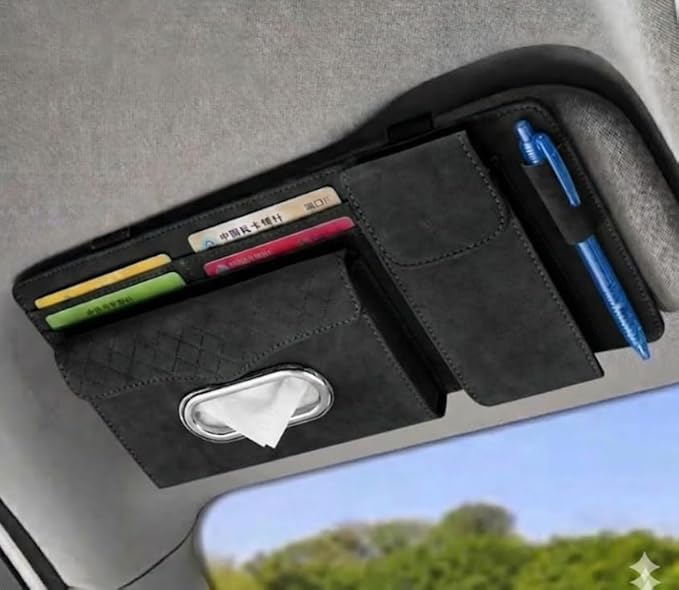 Multifunctional Car Visor Organizer (Suede leather - Black)