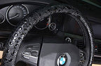 Comfort Leather Auto Car Steering Wheel Cover,Grip Anti Slip 15 Inch,Black Crocodile with Rose Grain