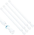 4PCS Small Tension Curtain Rod 16 to 28 Inch,White Short Curtain Rods No Drilling,Loaded Expandable Spring Curtain Rods for W