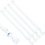 4PCS Small Tension Curtain Rod 16 to 28 Inch,White Short Curtain Rods No Drilling,Loaded Expandable Spring Curtain Rods for W