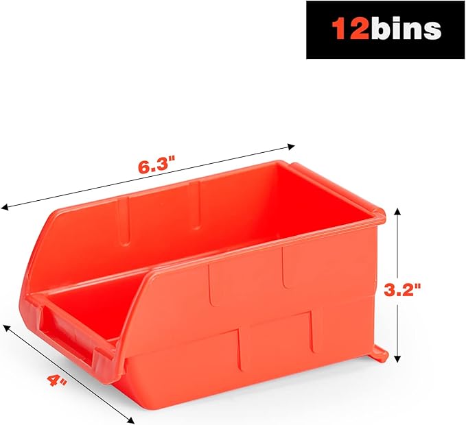 Ultrawall Wall Mounted Storage Bins, Plastic Hanging Storage Organizer Bins, Garage Tool Storage System for Screws, Nuts, Bol