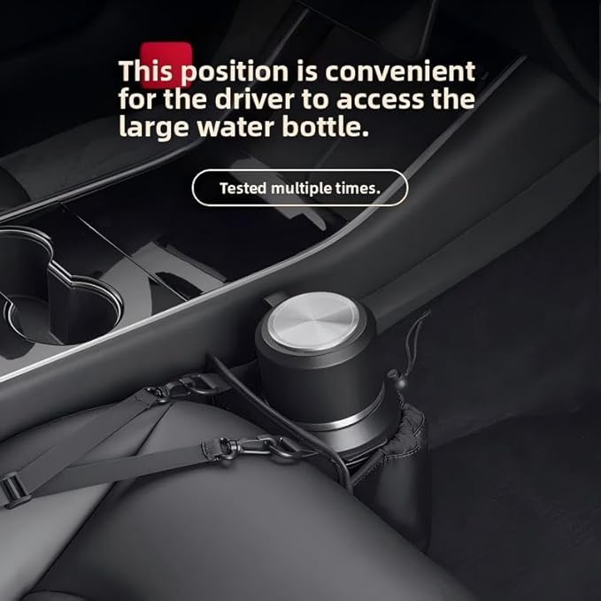 Extra Wide Car Cup Holder Expander - 5.5” Opening & 10” Deep Holds 40oz Tumblers, Soup Thermos & Umbrellas, Adjustable Drawstring Lock, Waterproof Vehicle Organizer