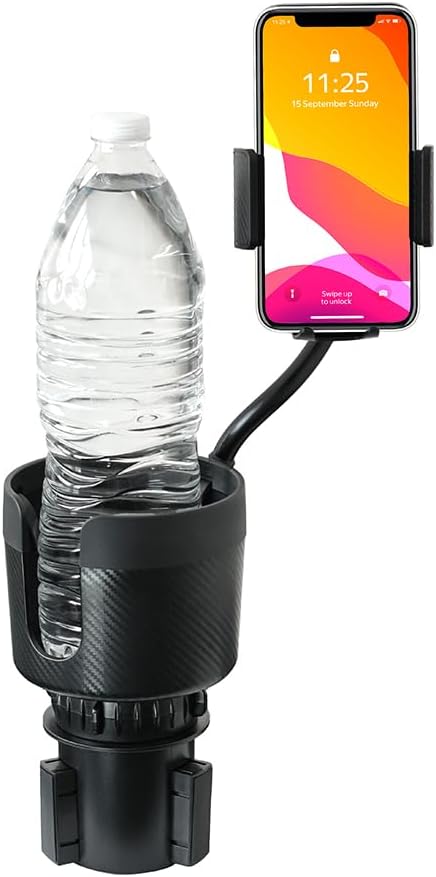 CupCargo Pro – 2-in-1 Car Cup Holder Expander and 360° Phone Mount with Adjustable Base and Flexible Neck, Universal Fit