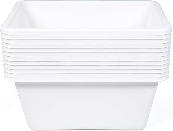 Humble Crew Toy Storage Bins for Kids, Set of 12, White, Small - Sturdy, Colorful Plastic Storage Bins for Classroom, Playroo