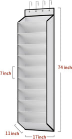 KEEPJOY 10 Tiers White Over Door Shoe Organizer Storage, Hanging Shoe Holder for Door with Large Deep Pockets, Fit 20-30 Pair