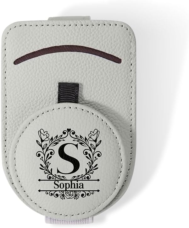Customizable Sunglasses Visor Clip with Card Holder - Vegan Leather Magnetic Car Accessory, Universal Sun Visor Organizer for Men and Women Drivers