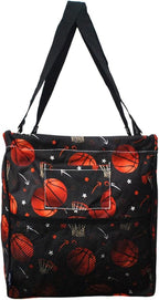 NGIL Extra Large Utility Tote Reusable Grocery Bag Oversized Collapsible for Groceries, Storage, Picnic, Beach (Basketball Pro-Black)