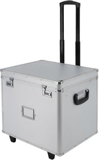 Locking File Box Aluminum Alloy Portable Storage Case with Telescopic Handle Mobile File Organizer with Combination Lock Roll
