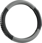 West Llama Nappa Leather Car Steering Wheel Cover Gel Massage,Cool in Summer,Universal 15 inch(Gray+Black-Standard Size)