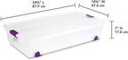 Sterilite 60 Qt ClearView Latch Wheeled Underbed Storage Box, Stackable Bin with Lid, Plastic Container to Organize Underbed,